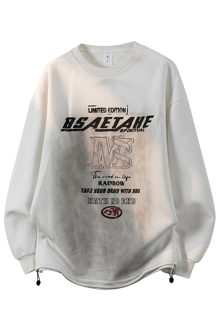 Herren Oversize Sweatshirt mit Allover-Print, Rundhalsausschnitt & Tunnelzugsaum Drune