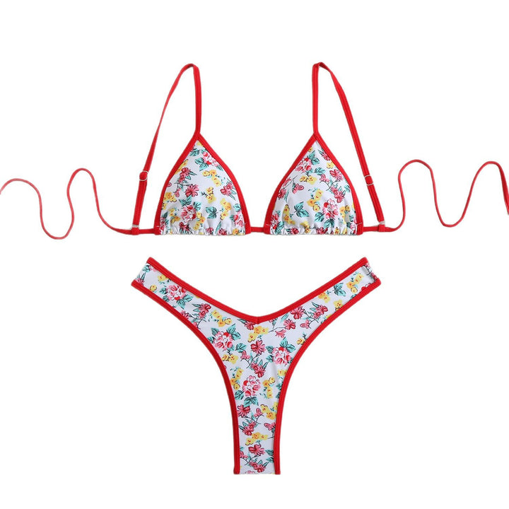 Damen Triangel-Bikini-Set mit floralem Muster und verstellbaren Trägern Drune