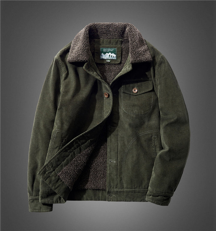 Herren Lässige Cordjacke mit Teddyfutter Drune
