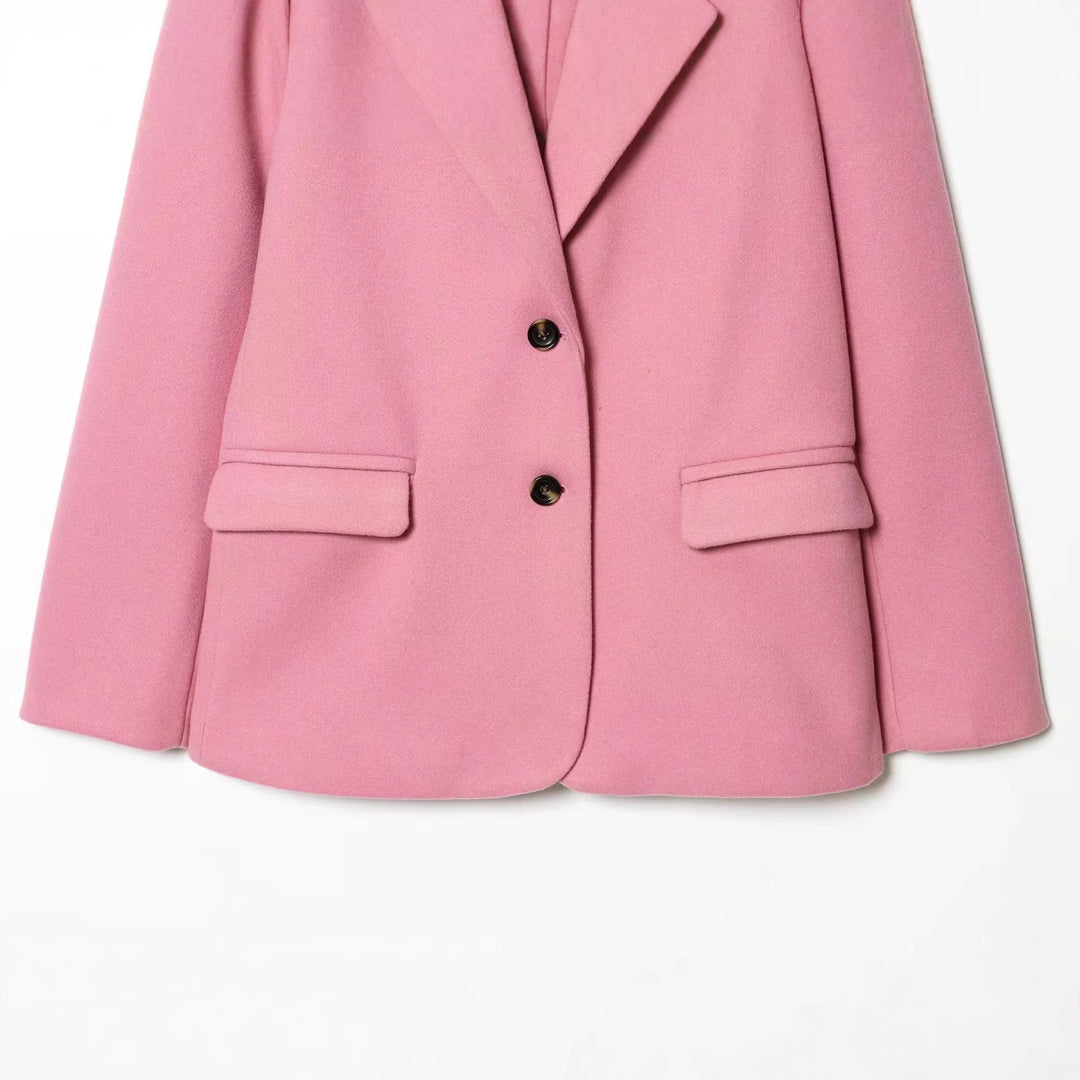 Damen nan taillierter Wollblazer mit Reverskragen und aufgesetzten Taschen Drune