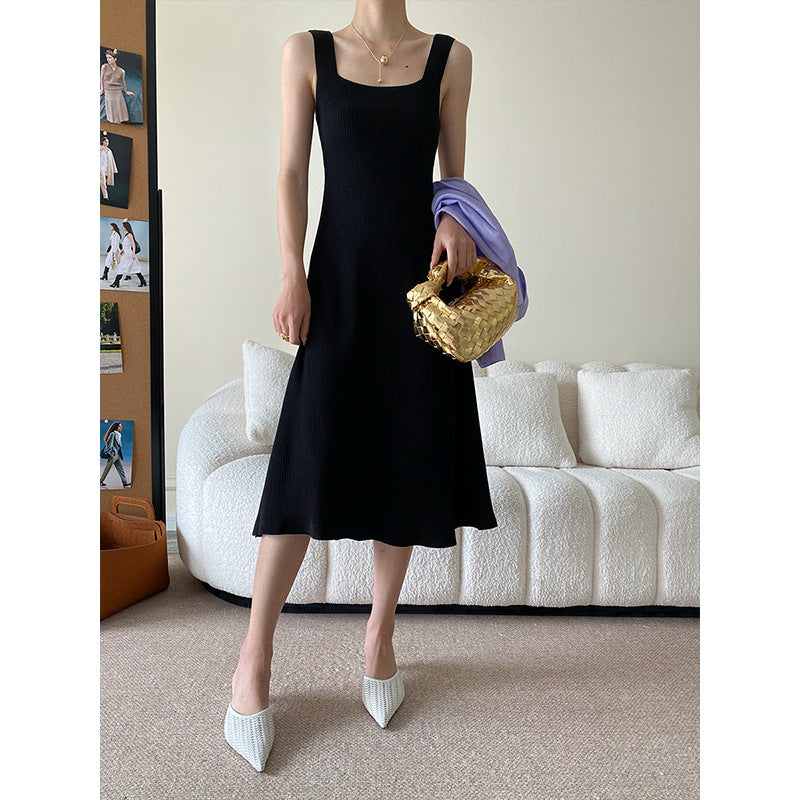 Damen Midi-Kleid mit stilvollem Quadrat-Ausschnitt und fließendem Schnitt Drune
