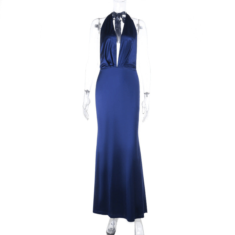 Damen Elegantes Halter-Maxikleid aus luxuriösem satin Drune