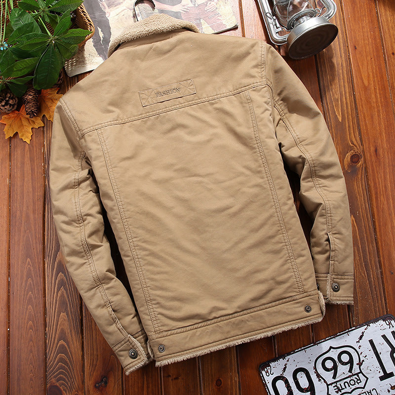Herren Robuste Canvas-Truckerjacke mit vollem Sherpa-Innenfutter und verdeckter Druckknopfleiste Drune
