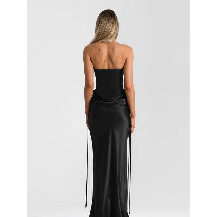 Damen Elegantes Trägerloses Maxikleid mit raffiniertem Drapierungsdesign und schmalem Schnitt Drune