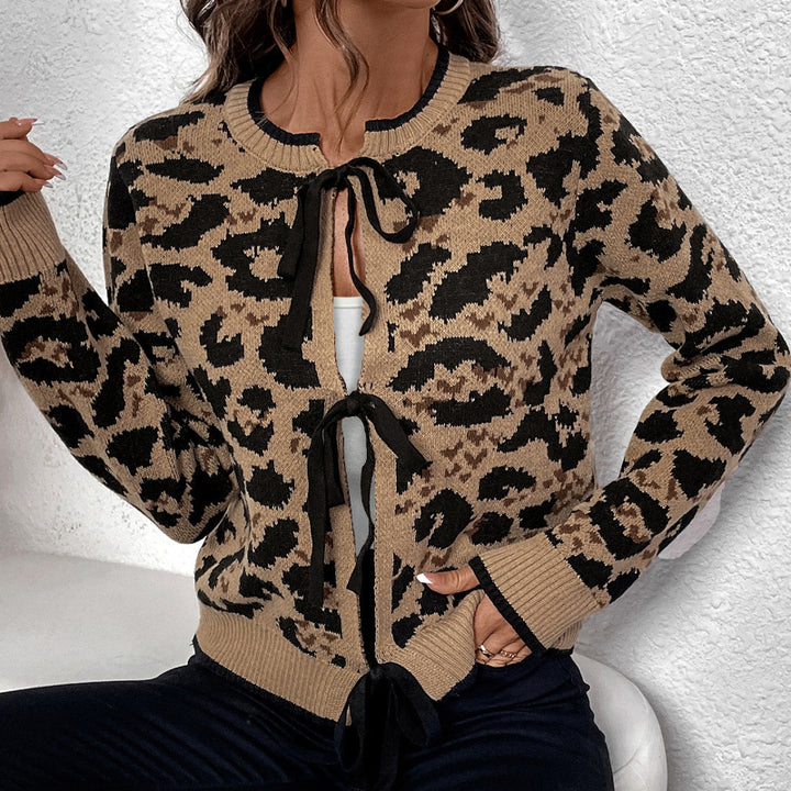 Damen Lässiger Cardigan mit Leo-Muster Drune