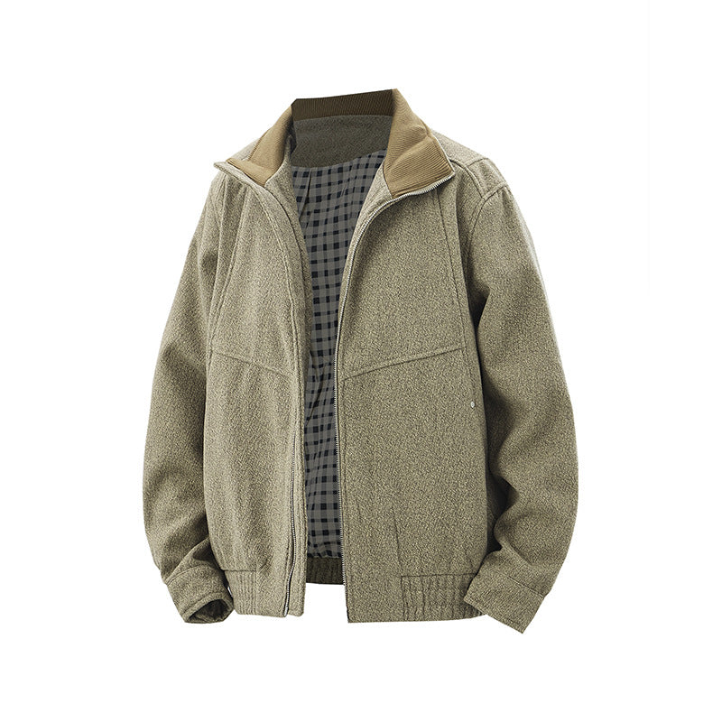 Herren Kurz geschnittener Fleece Blouson mit Cordkragen und gesteppter Innenfutter Drune