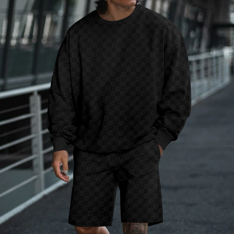 Herren Check-Design Freizeitanzug Drune