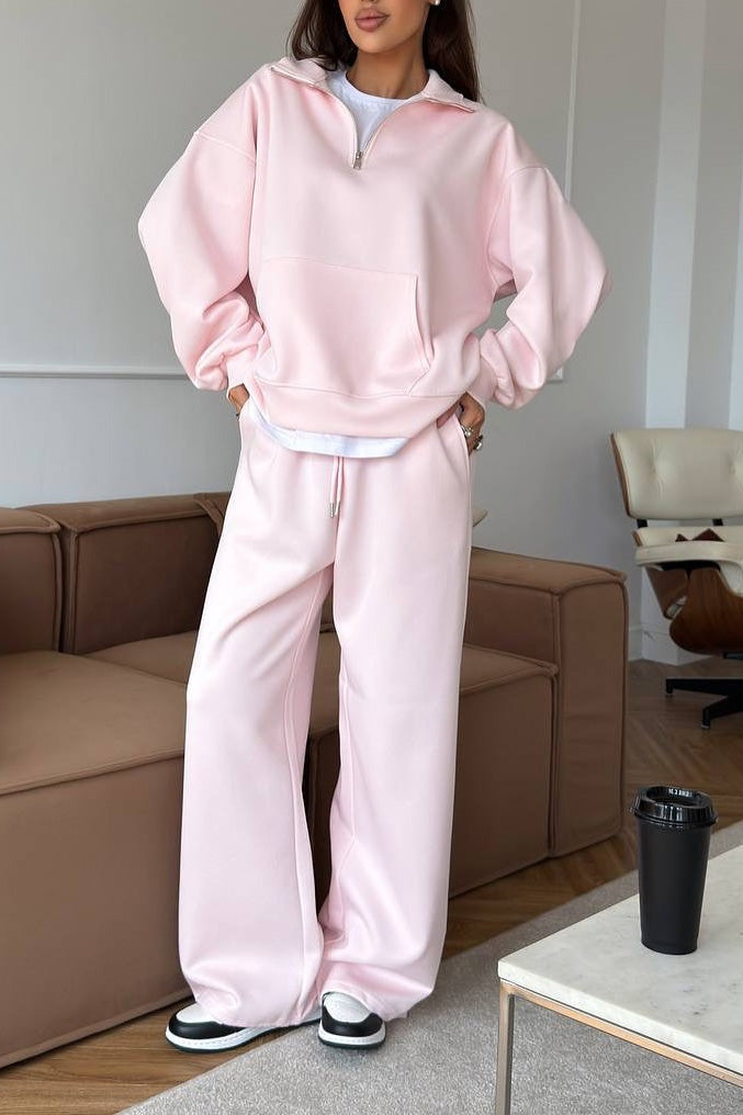 Drune | Halbhals Pullover Sweatshirt und Weit Geschnittene Hose Zweiteiler Anzug