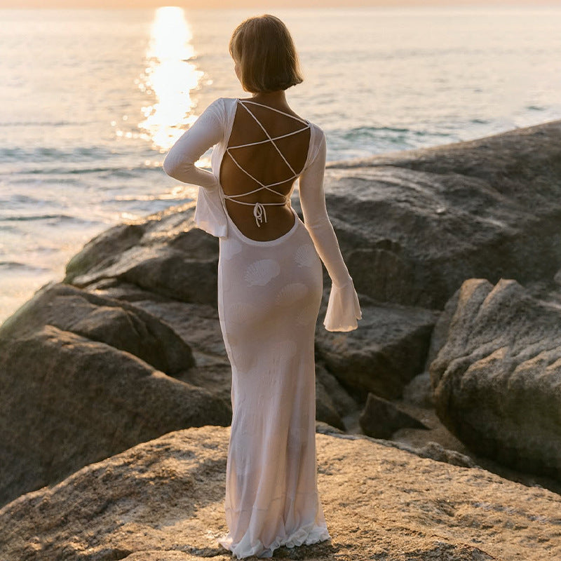 Damen Elegantes Maxikleid mit schickem Flügelärmel-Design Drune