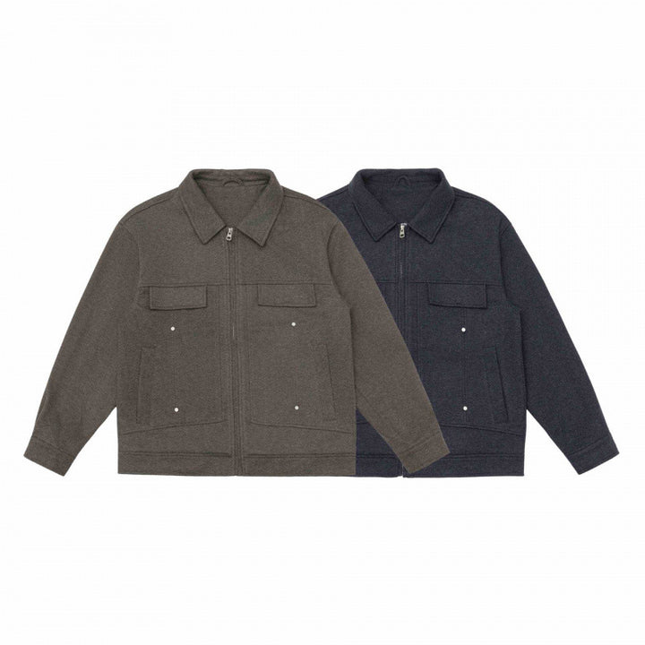 Herren Boxy-Hemdjacke mit Reißverschluss, Brustklappen und aufgesetzten Taschen Drune