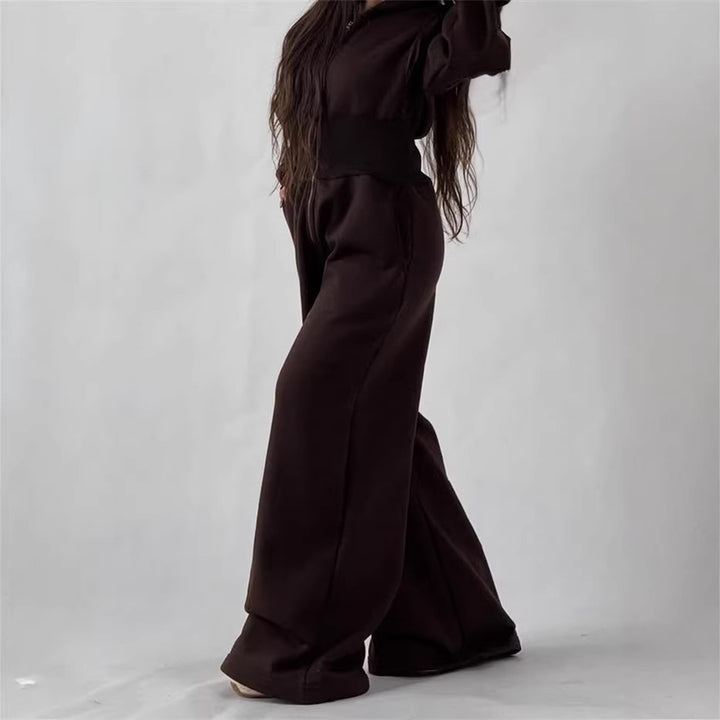 Damen Jumpsuit mit Kapuze und weitem Bein Drune