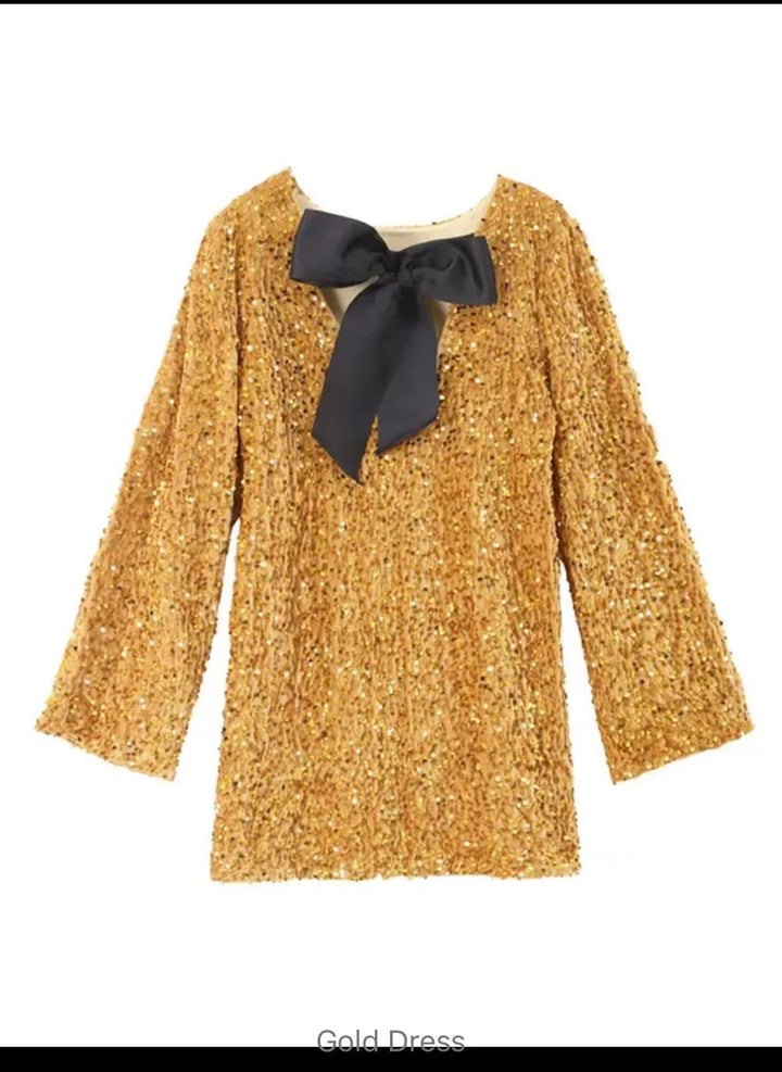 Damen Glamouröses Mini-Kleid mit glitzernden Pailletten und eleganten Puffärmeln Drune