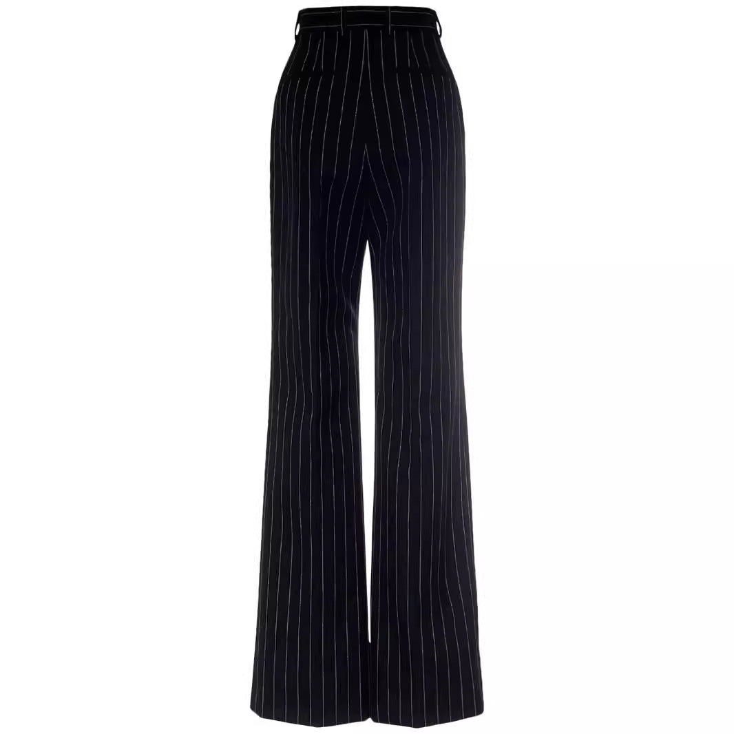 Damen Hochtaillierte weite Nadelstreifen-Hose im Tailoring-Stil Drune