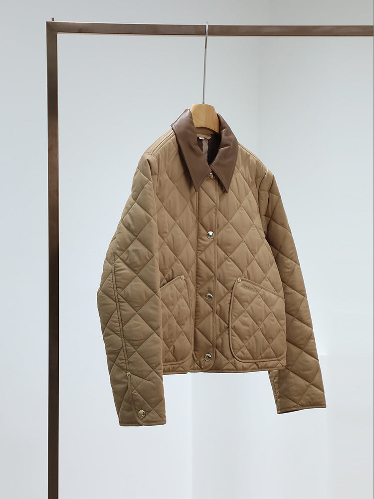 Damen Steppjacke mit kontrastierendem Kunstlederkragen und Boxy‑Schnitt Drune
