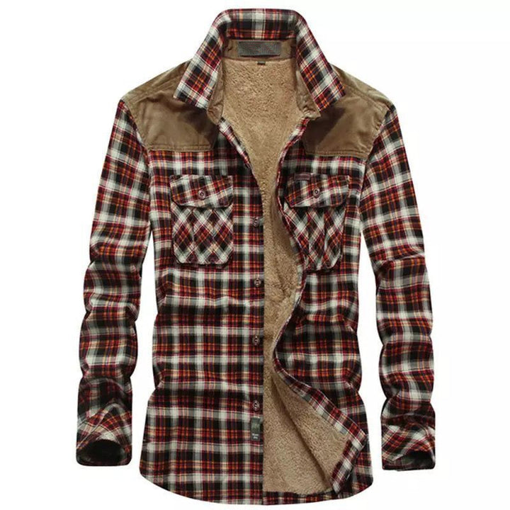 Herren warme Flanellhemdjacke mit gefütterten Taschen Drune
