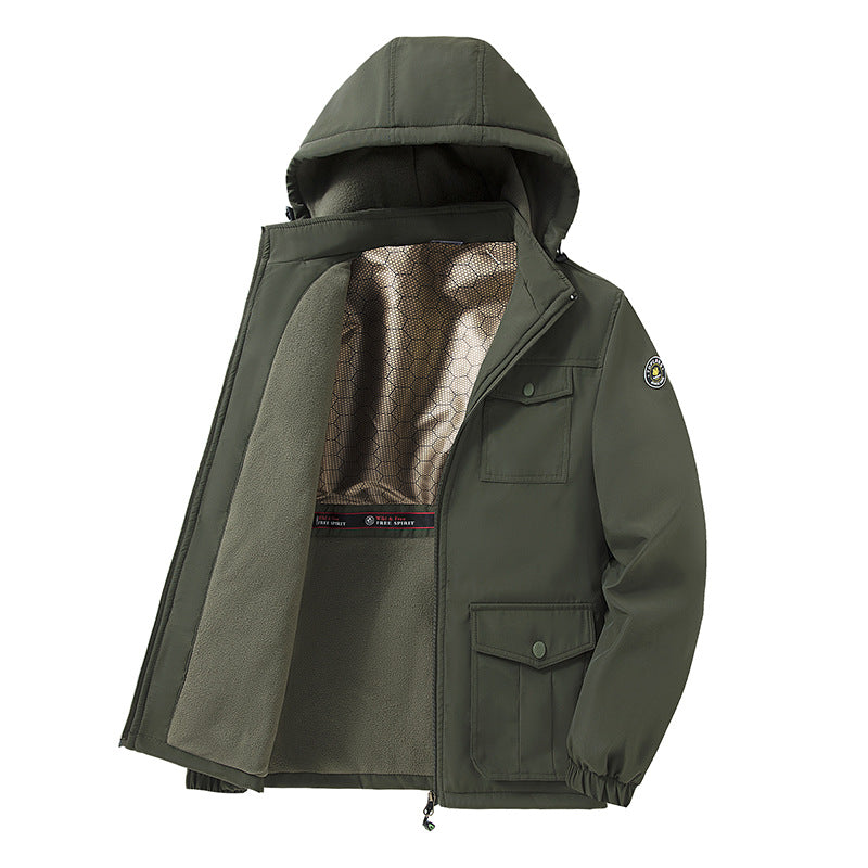 Herren Wasserdichter Thermo-Parka mit Fleece-Innenfutter und Kapuze Drune