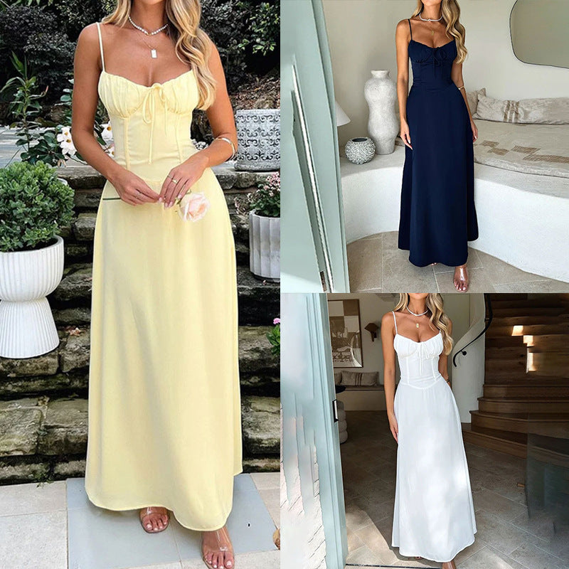 Damen Elegantes One-Shoulder Maxikleid mit fließenden Drapierungen Drune