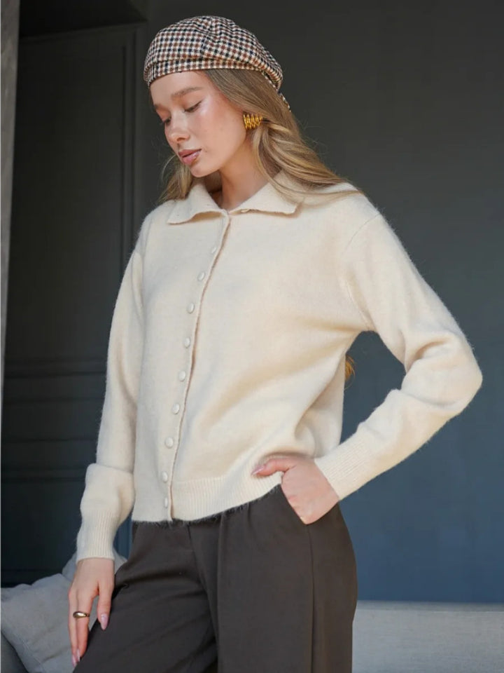 Damen Eleganter Pullover mit Knopfleiste Drune