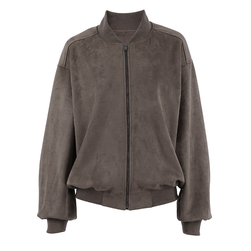 Damen Oversized Bomberjacke mit voluminösen Ärmeln und Stehkragen Drune