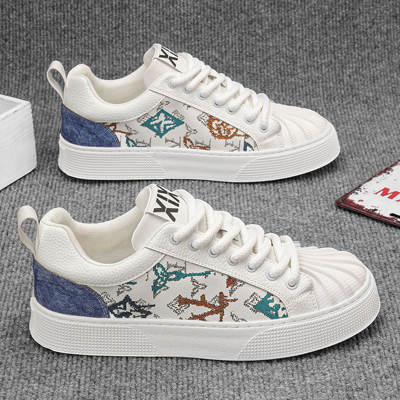 Damen Low-Top Sneaker mit besticktem Schmetterlingsmuster und strukturierter Zehenkappe Drune