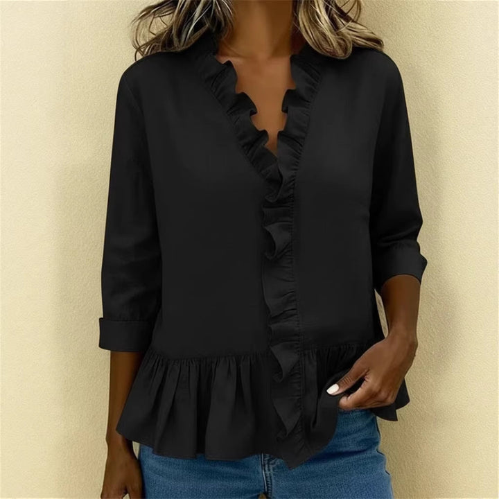 Damen Elegante Bluse mit Rüschen Drune