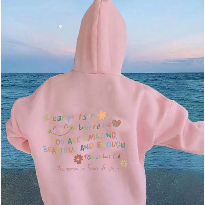 Damen Kapuzenpullover mit motivierendem Schriftzug und komfortabler Passform Drune