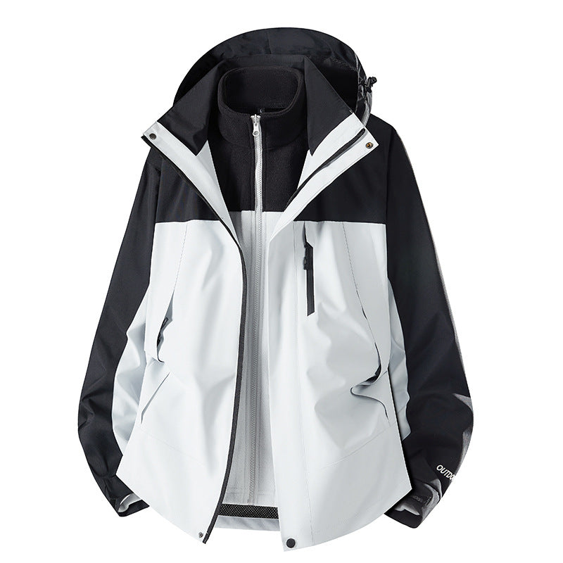 Herren zweiteilige Softshelljacke mit herausnehmbarer Fleece-Innenjacke, verstellbarer Kapuze und wasserabweisender Membran Drune