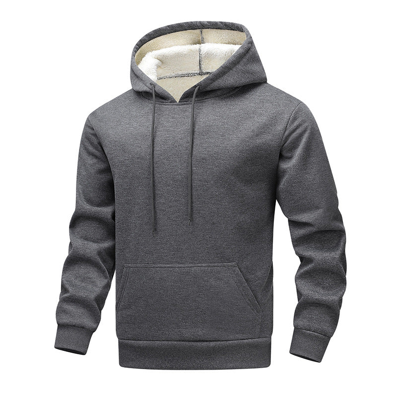 Herren Fleece-Kapuzenpullover mit Sherpa-Innenfutter und Kängurutasche Drune