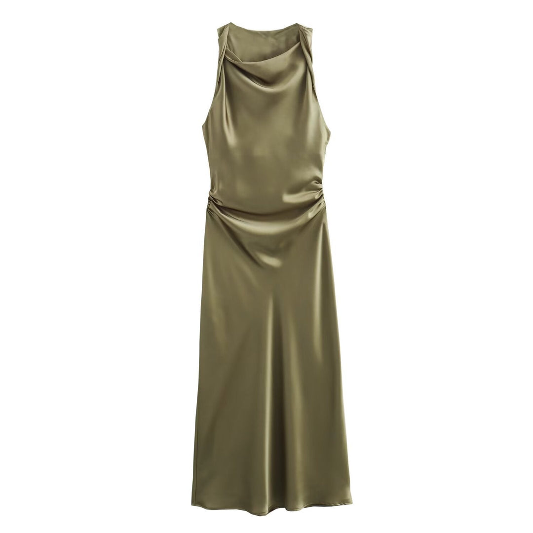 Damen elegantes Sommerkleid mit fließendem Schnitt und charmanten Rüschendetails Drune