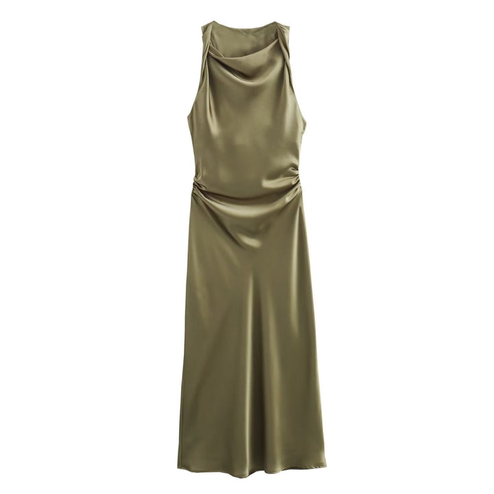 Damen elegantes Sommerkleid mit fließendem Schnitt und charmanten Rüschendetails Drune