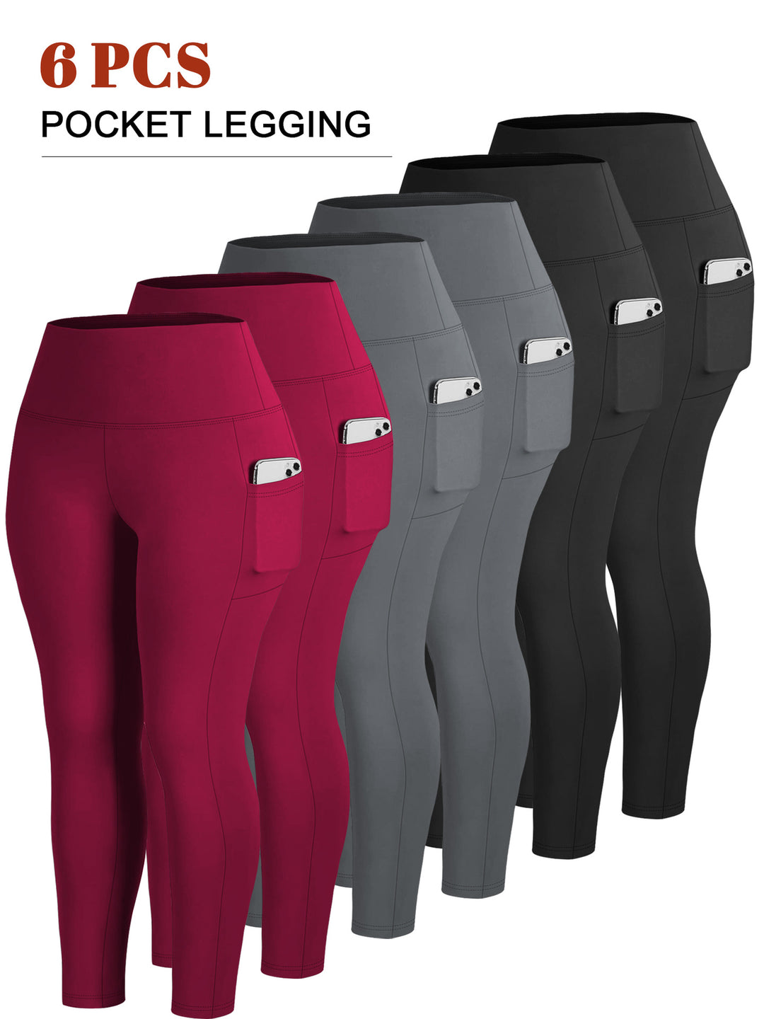 Damen Knöchelhohe Sportleggings mit hohem Bund und seitlicher Smartphone-Tasche Drune