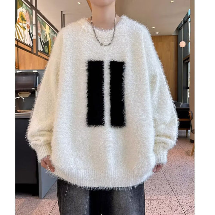 Unisex Grobstrick Pullover mit stylischem Motiv Drune