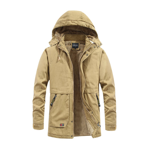 Herren Thermo‑Langparka im Fieldstil mit wärmender Plüschinnenseite und verdeckter Front Drune