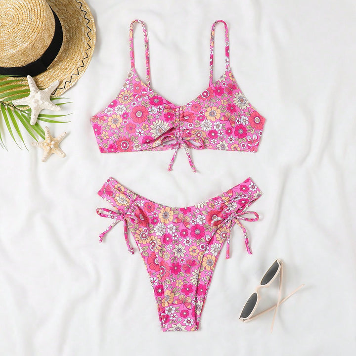 Damen Blumenmuster Bikini Drune