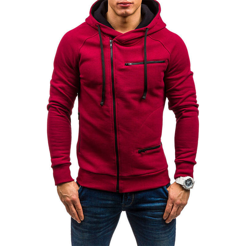 Herren Kapuzenjacke mit modernem Reißverschluss und kontrastiven Details Drune