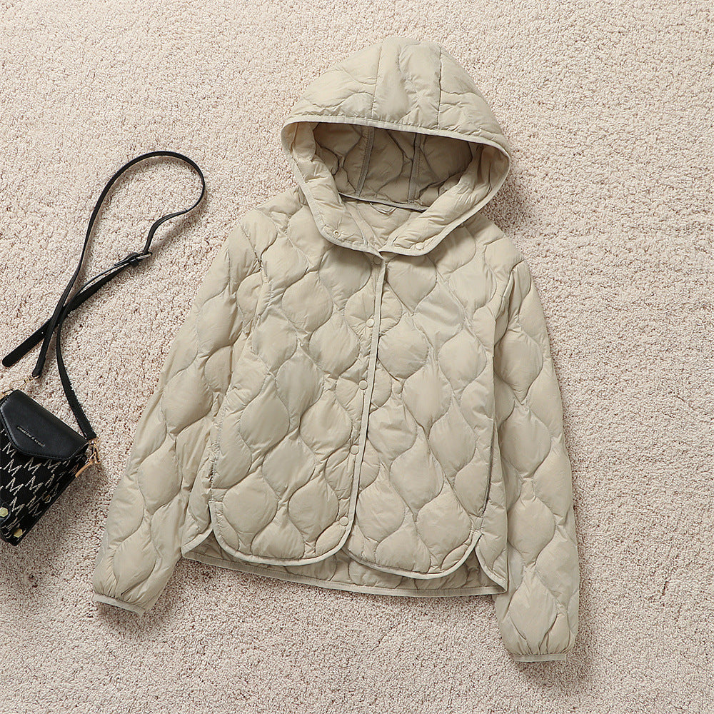 Damen Gefütterte Steppjacke mit Kapuze und kreisförmiger Steppung Drune