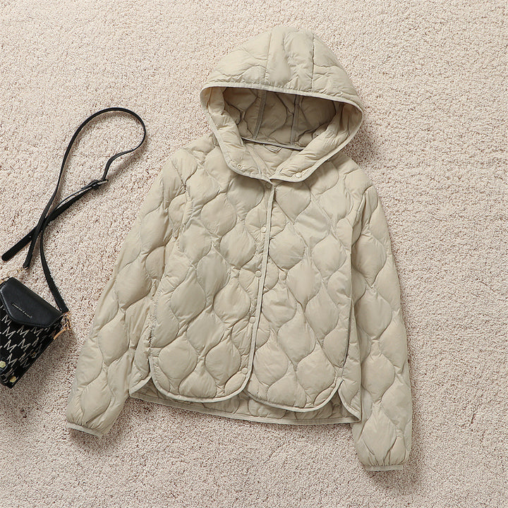 Damen Gefütterte Steppjacke mit Kapuze und kreisförmiger Steppung Drune