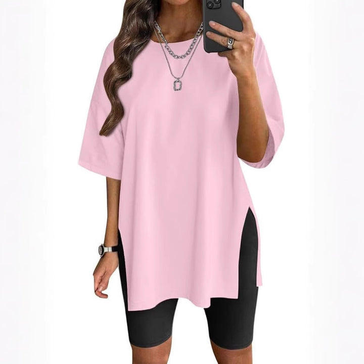 Damen Oversized T-Shirt mit Seitenschlitzen Drune