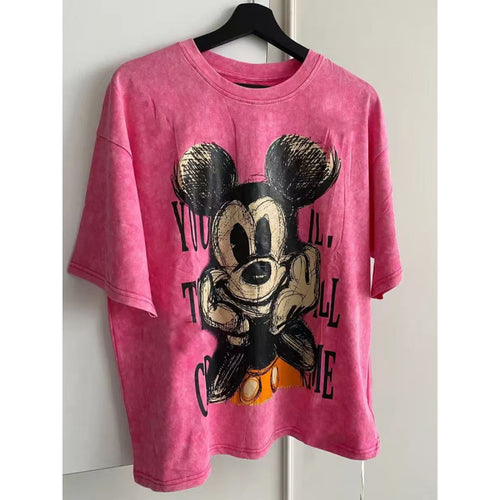 Damen T-Shirt mit kreativem Mickey Mouse Design und lässigem Oversized-Schnitt Drune
