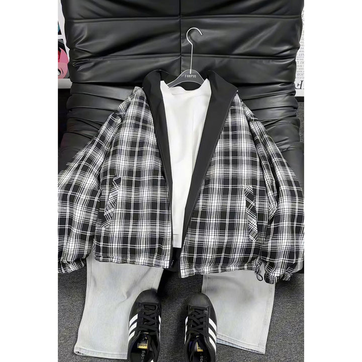 Damen Modische Freizeitjacke mit kariertem Kragen Drune