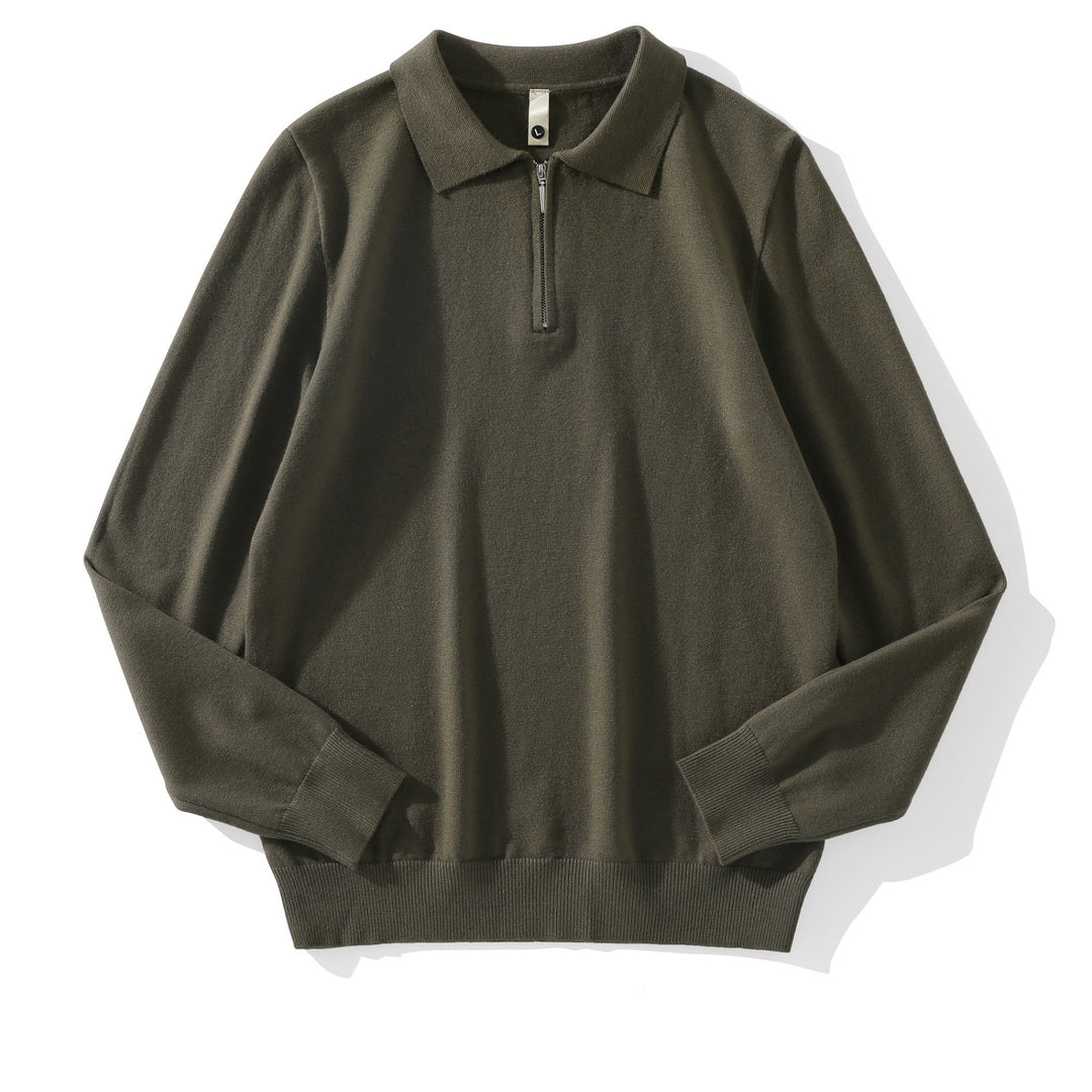 Herren Moderner Pullover mit Stehkragen und Reißverschluss Drune