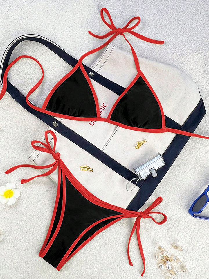 Damen Triangel-Bikini mit verspielten Schleifendetails Drune