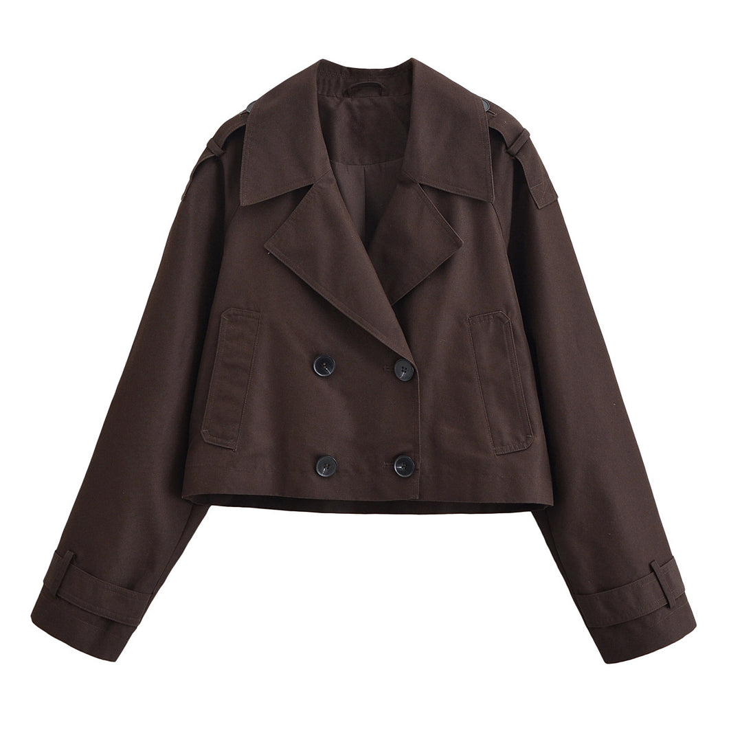 Damen Kurze Doppelreihige Trenchjacke im Cropped-Workwear-Look Drune