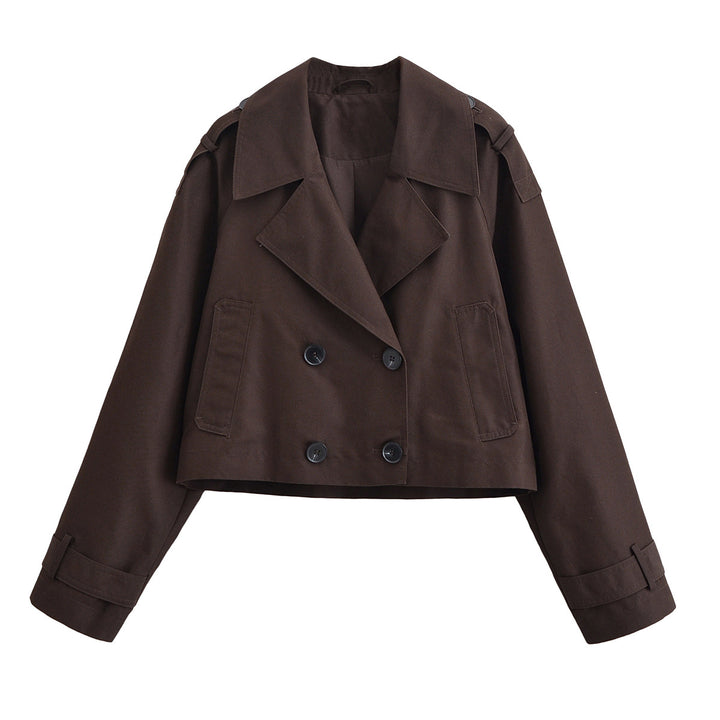 Damen Kurze Doppelreihige Trenchjacke im Cropped-Workwear-Look Drune