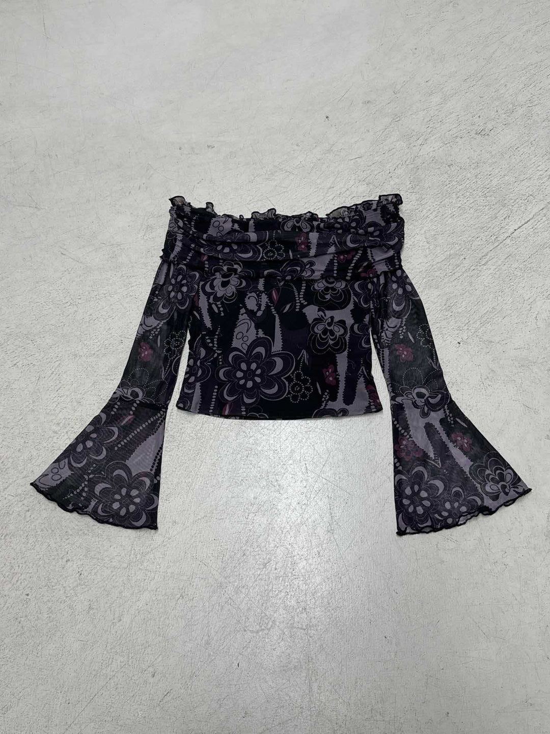 Damen Off-Shoulder Bluse mit eleganten Rüschendetails und weiten Ärmeln Drune