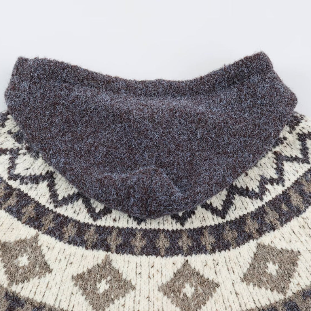 Damen Kapuzen-Strickjacke im Norwegerstil mit Knebelverschlüssen Drune