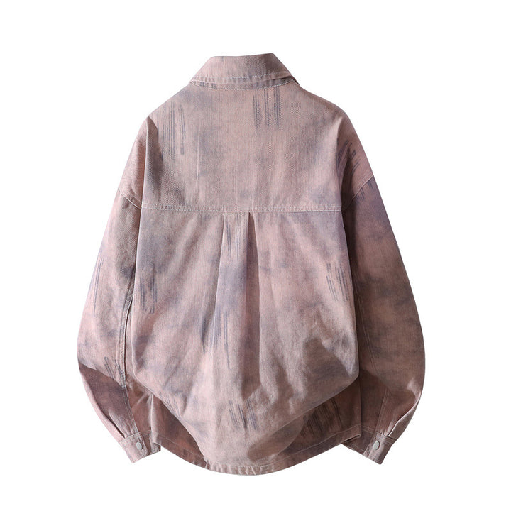 [Herren] Oversize-Hemdjacke mit Allover-Fade-Print, Druckknopfverschluss & aufgesetzten Brusttaschen Drune