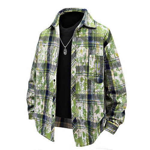 Herren oversized Karobluse mit kreativen Farbakzenten und praktischen Brusttaschen Drune