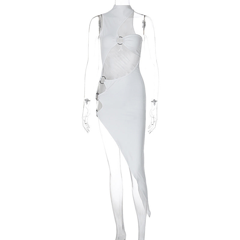 Damen figurbetontes asymmetrisches Kleid mit raffinierten Cut-Outs und modischen Details Drune
