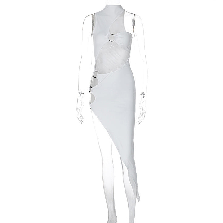 Damen figurbetontes asymmetrisches Kleid mit raffinierten Cut-Outs und modischen Details Drune
